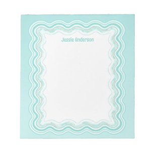 Bloc-note Bordure ondulée personnalisée Aqua Mint Blue