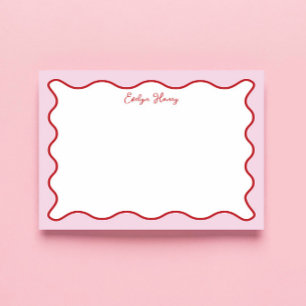 Bloc-note Bordure ondulée zigzag rose rouge vibrant coloré