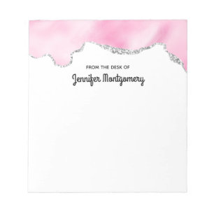 Bloc-note Bordure Parties scintillant rose et argent Faux él