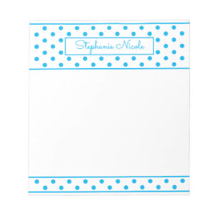 Bloc-note Bordure personnalisée Polka Dot Sky Blue