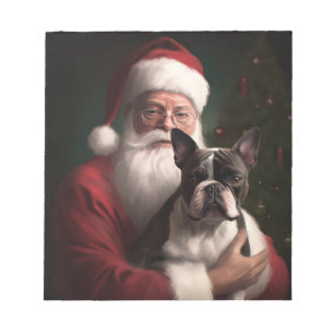 Bloc-note Boston Terrier avec Noël Festif du Père Noël