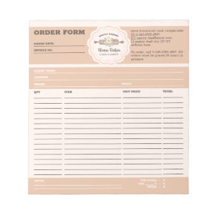 Bloc-note Boulangerie Bon de commande