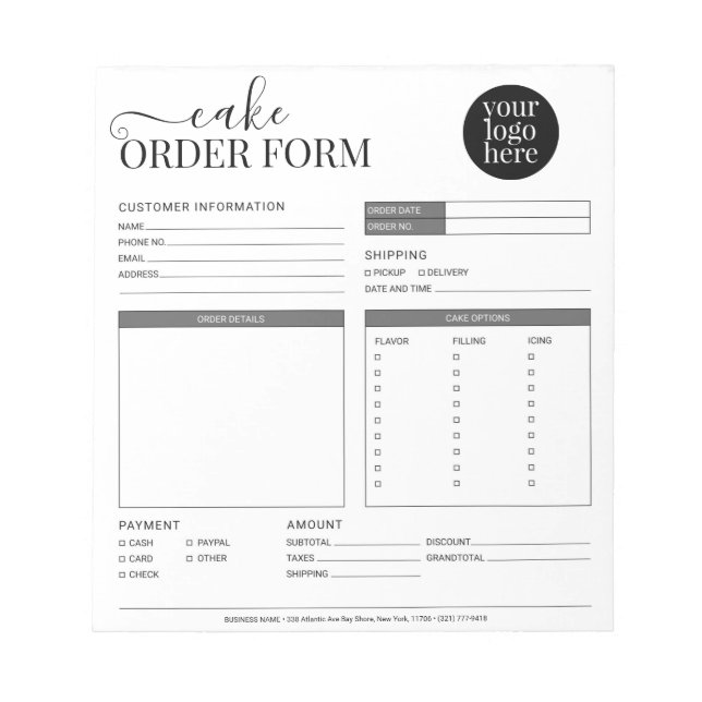 Bloc-note Boulangerie Cake Cupcake moderne Gris Commande (Devant)