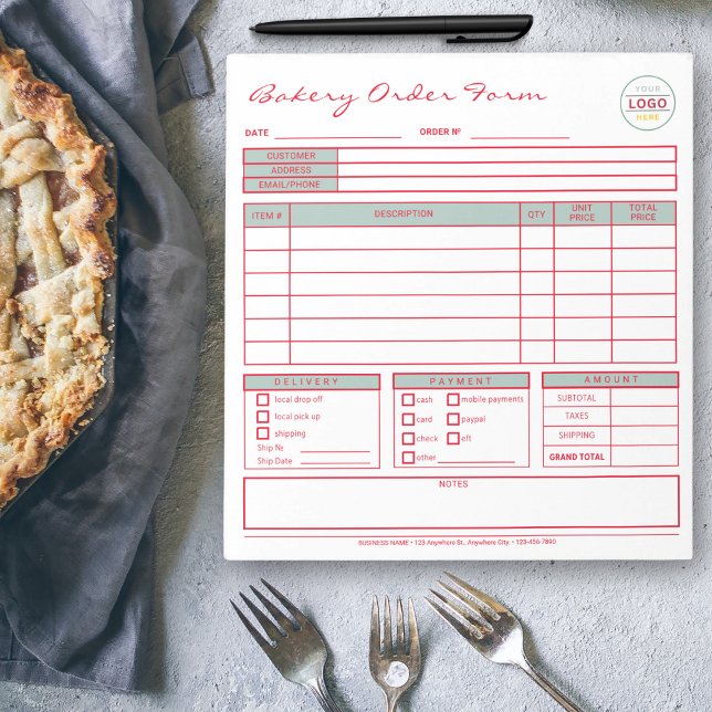 Bloc-note Boulangerie colorée moderne Bon de commande Bloc-n (Créateur téléchargé)