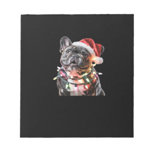 Bloc-note Bouledogue français avec un chapeau de Père Noël e
