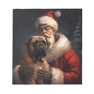 Bloc-note Bouledogue Mastiff avec le Père Noël Noël Festif