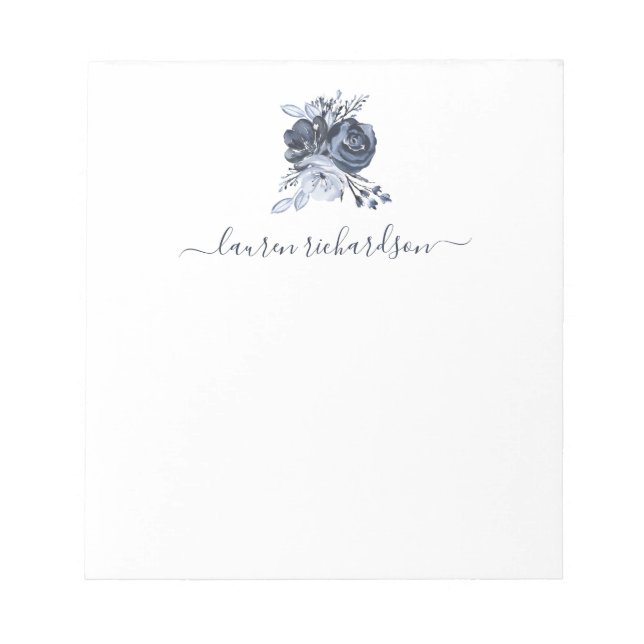 Bloc-note Bouquet bleu | Aquarelle florale (Devant)