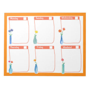 Bloc-note Bouquet de rose hebdomadaire Orange