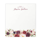 Bourgogne Rouge Floral Stationery sociale personna