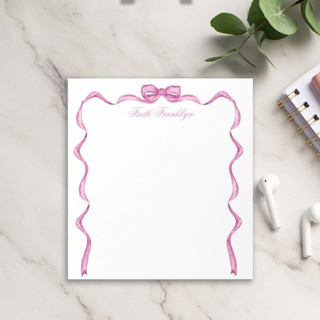 Bloc-note Bow rose et ruban personnalisés (Créateur téléchargé)