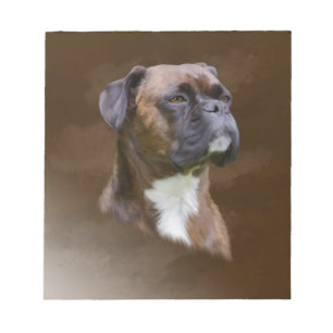 Bloc-note Boxer Peinture à l'huile de chien Portrait d'art