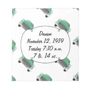 Bloc-note Boys Chambre Classique Cadeaux Voiture Sweet Green