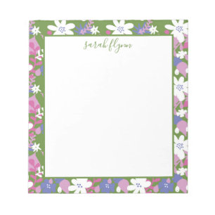 Bloc-note Bright Floral Pink and White Notepad
