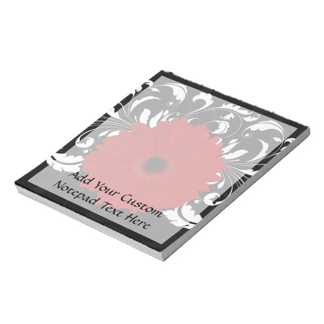 Bloc-note Bright Red Gerbera Daisy on Black (Tourné)