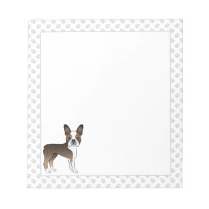 Bloc-note Brindle Boston Terrier Cute Cartoon Chig & Paws