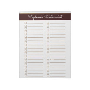 Bloc-note Brun chocolat 8,5x11 Liste de contrôle à deux colo
