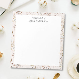 Bloc-note Brun Floral Botanique Rustique De Sur Le Bureau de