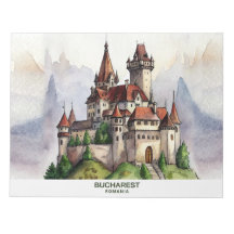 Bucarest Roumanie | Art aquarelle de la vieille vi