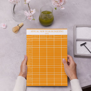 Bloc-note Budget annuel Orange du Nouvel An