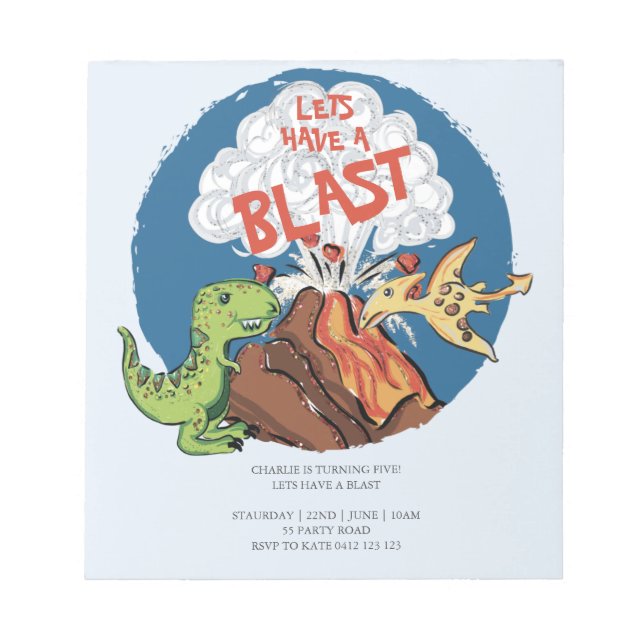 Bloc-note BUDGET Avoir Blast Dinosaur Anniversaire Invitatio (Devant)