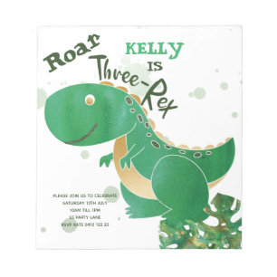 Bloc-note BUDGET Roar, Invitation Dinosaure Cute Trois Rex