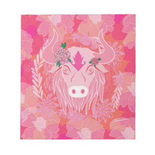 Bloc-note bull, fleur de vie, bleu, mandala, zen, chakra