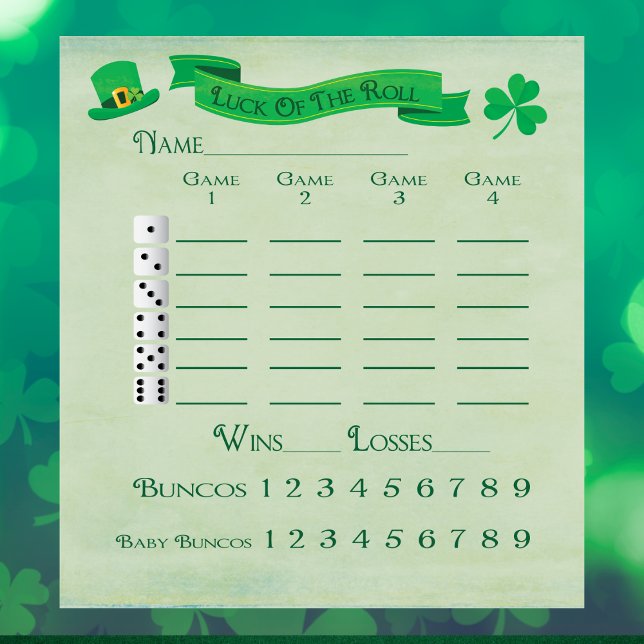 Bloc-note Bunco Lucky Roll Score Pad Marche Saint Patricks (Créateur téléchargé)