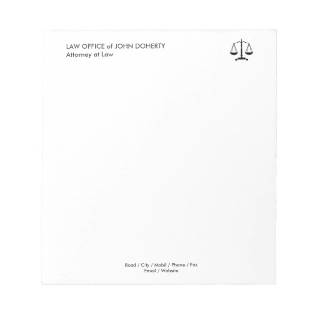 Bloc-note BUREAU DU DROIT | Échelles Classiques De Justice (Devant)