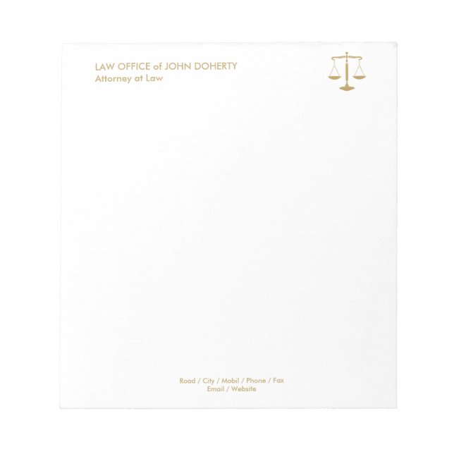 Bloc-note BUREAU DU DROIT| Échelles Classiques De Justice (Devant)