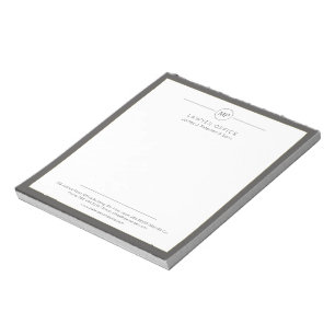 Bloc-note Bureau moderne gris foncé blanc monogramme avocat