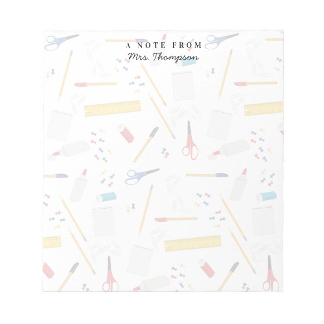 Bloc-note Bureau scolaire Artisanat Fournitures Motif Enseig (Devant)
