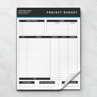 Bloc-note Business Project Budget Template Sheets Notepad