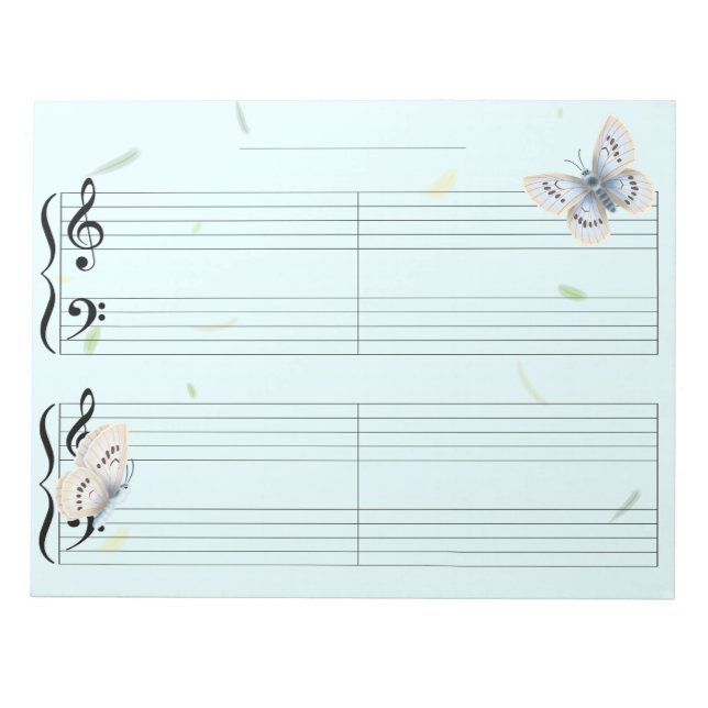 Bloc-note Butterfly Grand Staff Extra Wide Rule Kids Music (Devant)