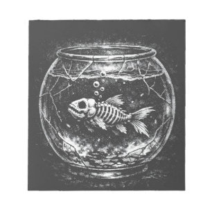 Bloc-note "Ça va super" - Poisson rouge squelette par BurnsI