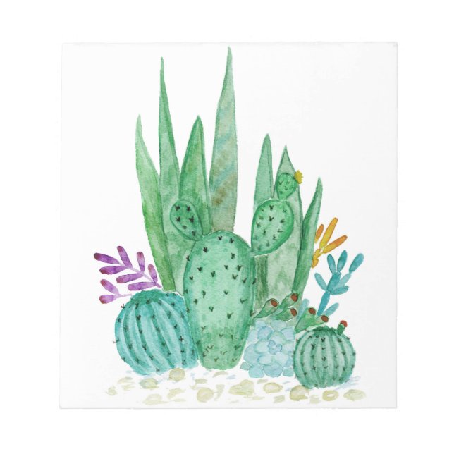 Bloc-note Cactus, aquarelle (Devant)