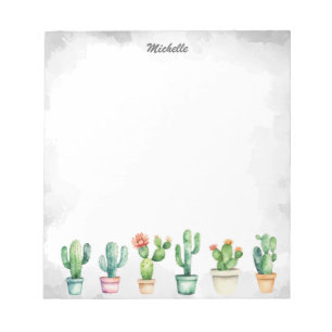 Bloc-note Cactus Cactées Aquarelle Moderne Désert Succulente