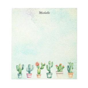 Bloc-note Cactus Moderne Aquarelle Cactées Désert Succulente