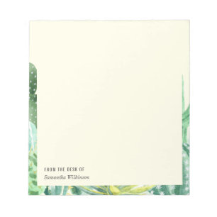 Bloc-note Cactus personnalisés Plante Chic Vert Aquarelle