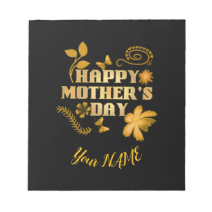 Bloc-note Cadeau floral doré personnalisé pour la fête des m
