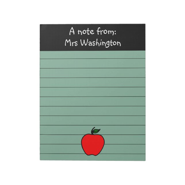 Bloc-note Cadeau personnalisé Lined School Teacher's Apple N (Tourné)