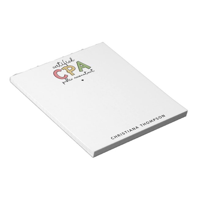 Bloc-note Cadeaux comptables publics certifiés CPA personnal (Incliné)