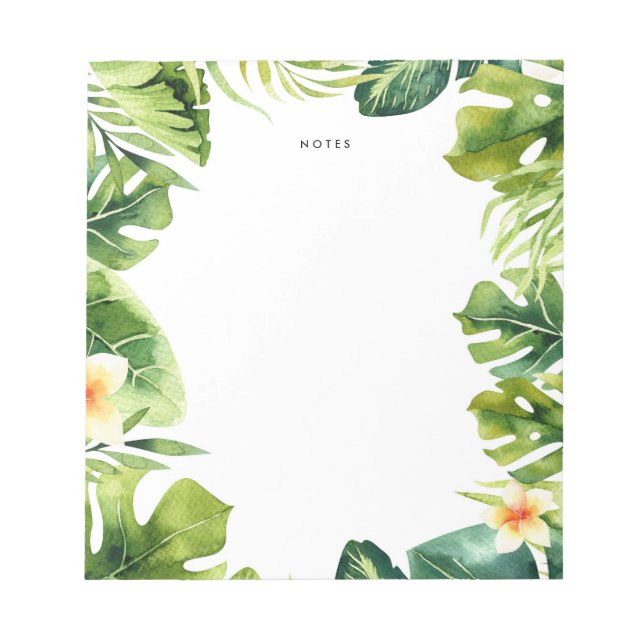 Bloc-note Cadre de verdure tropicale et de Plumeria (Devant)