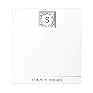 Bloc-note Cadre décoratif noir et blanc avec monogramme pers