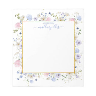 Bloc-note Cadre Floral Fleur sauvage Whimsical Avec Or
