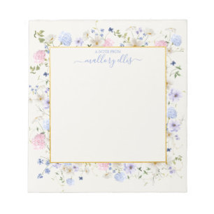 Bloc-note Cadre Floral Fleur sauvage Whimsical Avec Or