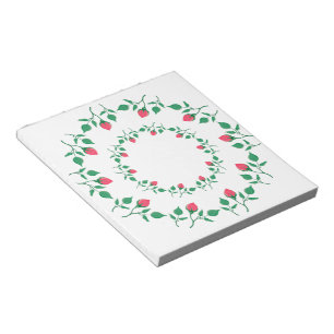 Bloc-note Cadre rond fleuri avec fleurs roses