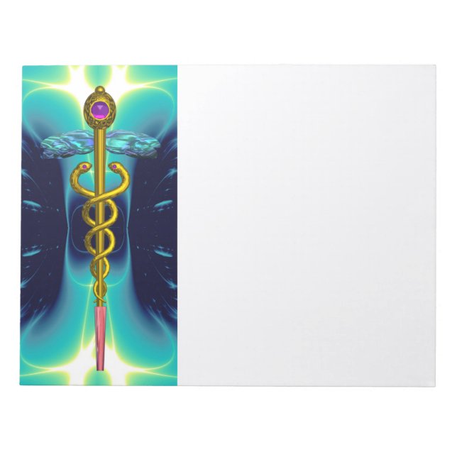 Bloc-note CADUCUS, améthyste d'or vibrant turquoise bleu, bl (Devant)