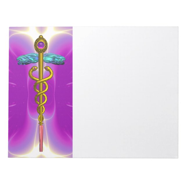 Bloc-note CADUCUS, améthyste d'or vif rose violet, blanc (Devant)