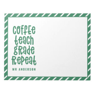 Bloc-note Café, enseigner, grade, répéter professeur de typo