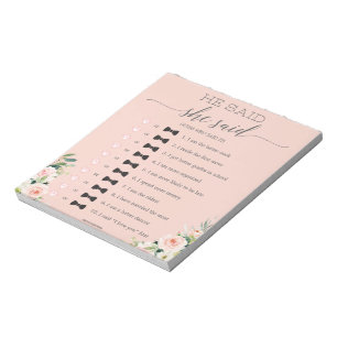 Bloc-note Cahier de jeu 'Il a dit, elle a dit' pour enterrem